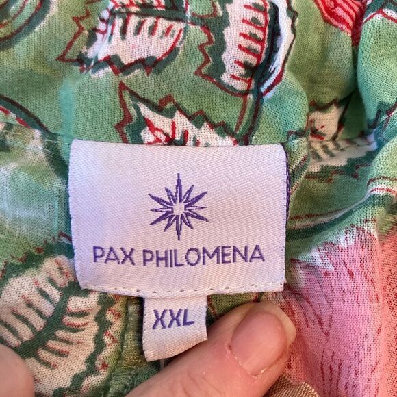 Pax Philomena NWT Francis Floral cotton draw string pants w/Beaded Tassel ties - Picture 10 of 16